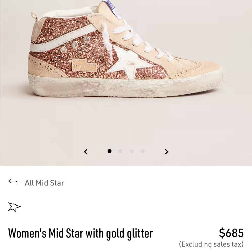 Golden Goose women’s mid star rose gold glitter - size 6